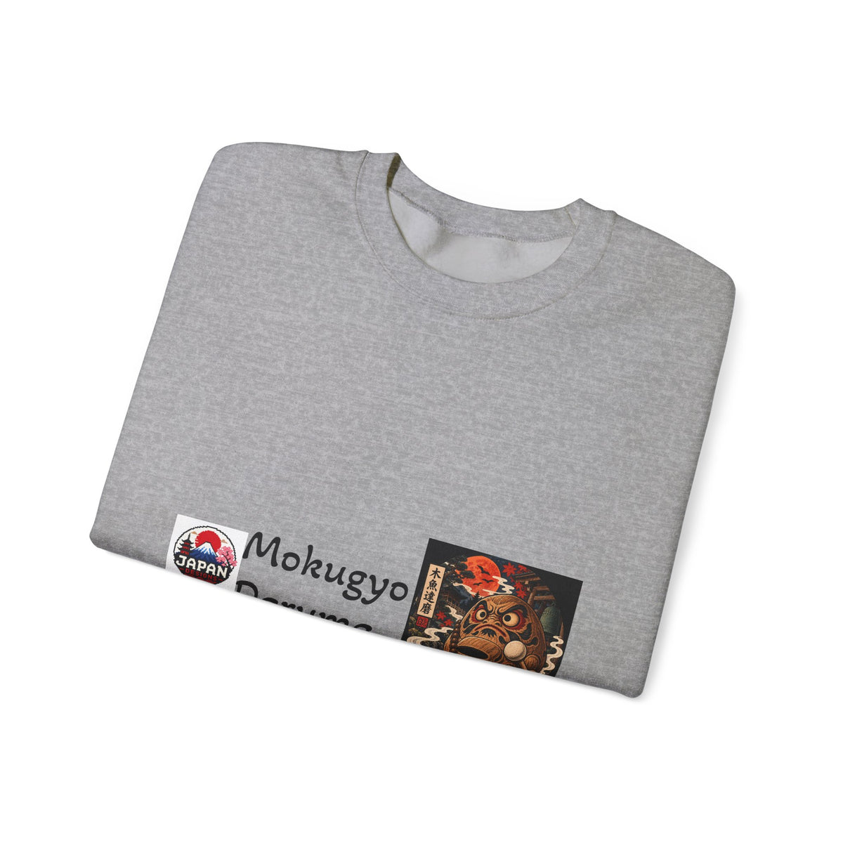 Mokugyo Daruma Yokai Halloween Illustration Crewneck Sweatshirt | Japanese Buddhist Motif