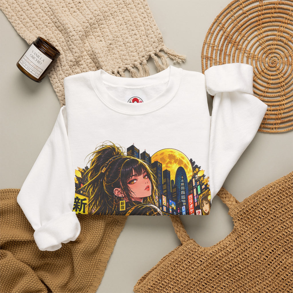 Anime Cyberpunk Sweatshirt - Neon Yellow Tokyo 'Shinjuku' Crewneck