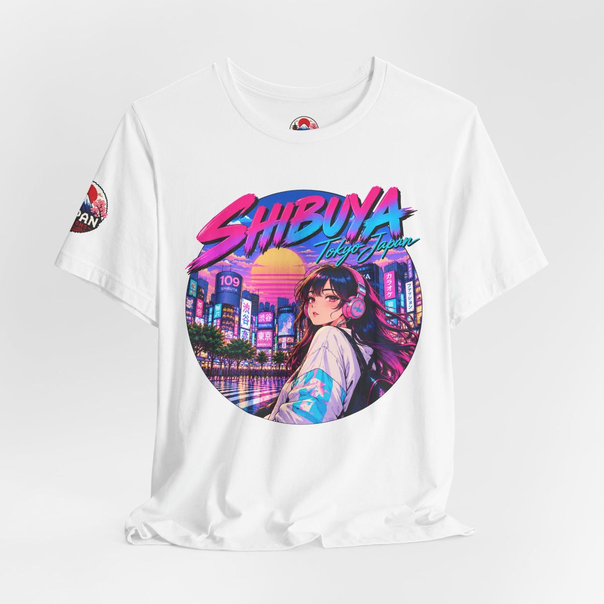 Shibuya Sky 1 Tokyo Neon Anime Tee — Retro Citypop Girl T-Shirt