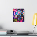 Harajuku Style 4 Neon City Tokyo Anime Girl Matte Canvas Wall Art
