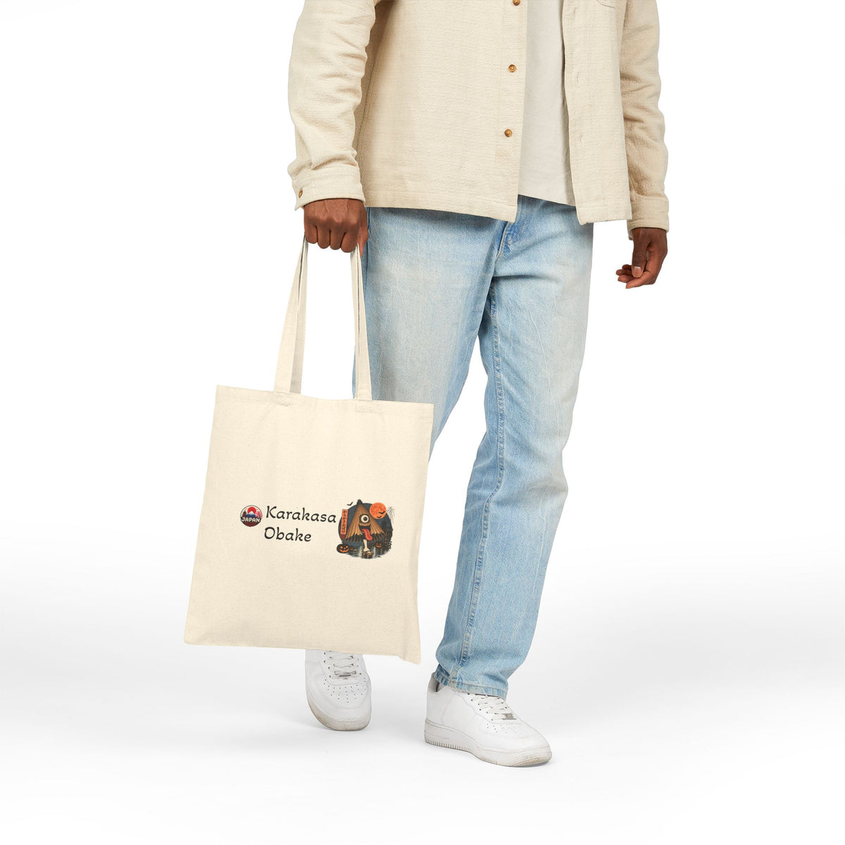 Karakasa Obake Halloween Illustration Tote Bag | Japanese Yokai Canvas Tote