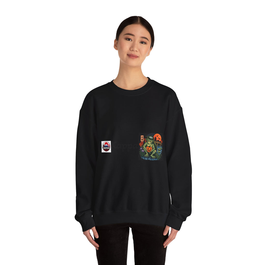 Kappa Logo Pumpkin Halloween Japanese Yokai Crewneck Sweatshirt | Retro Graphic