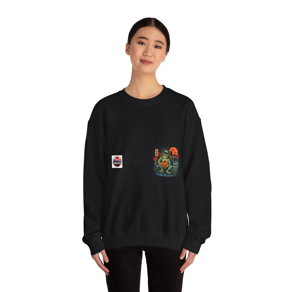 Kappa Logo Pumpkin Halloween Japanese Yokai Crewneck Sweatshirt | Retro Graphic