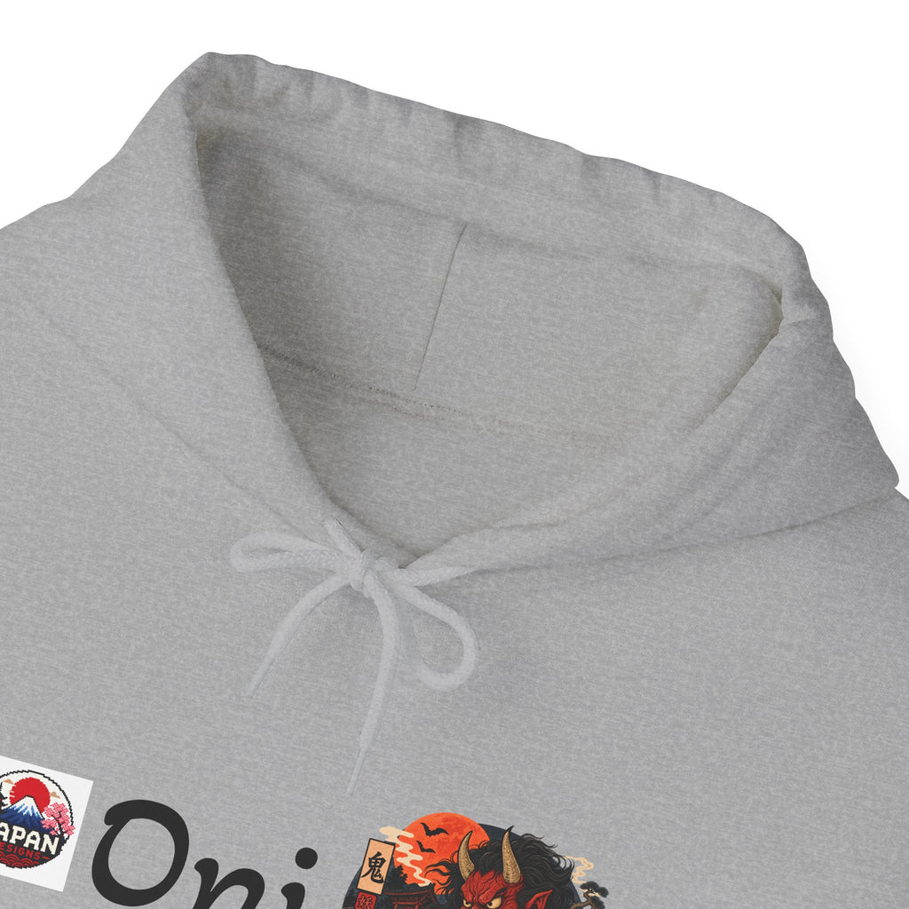 Oni Red Mask Yokai Halloween Art Hoodie | Japanese Demon Illustration
