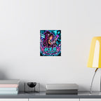 Akihabara Cyberpunk Anime Poster — Neon Teal Matte Vertical Print
