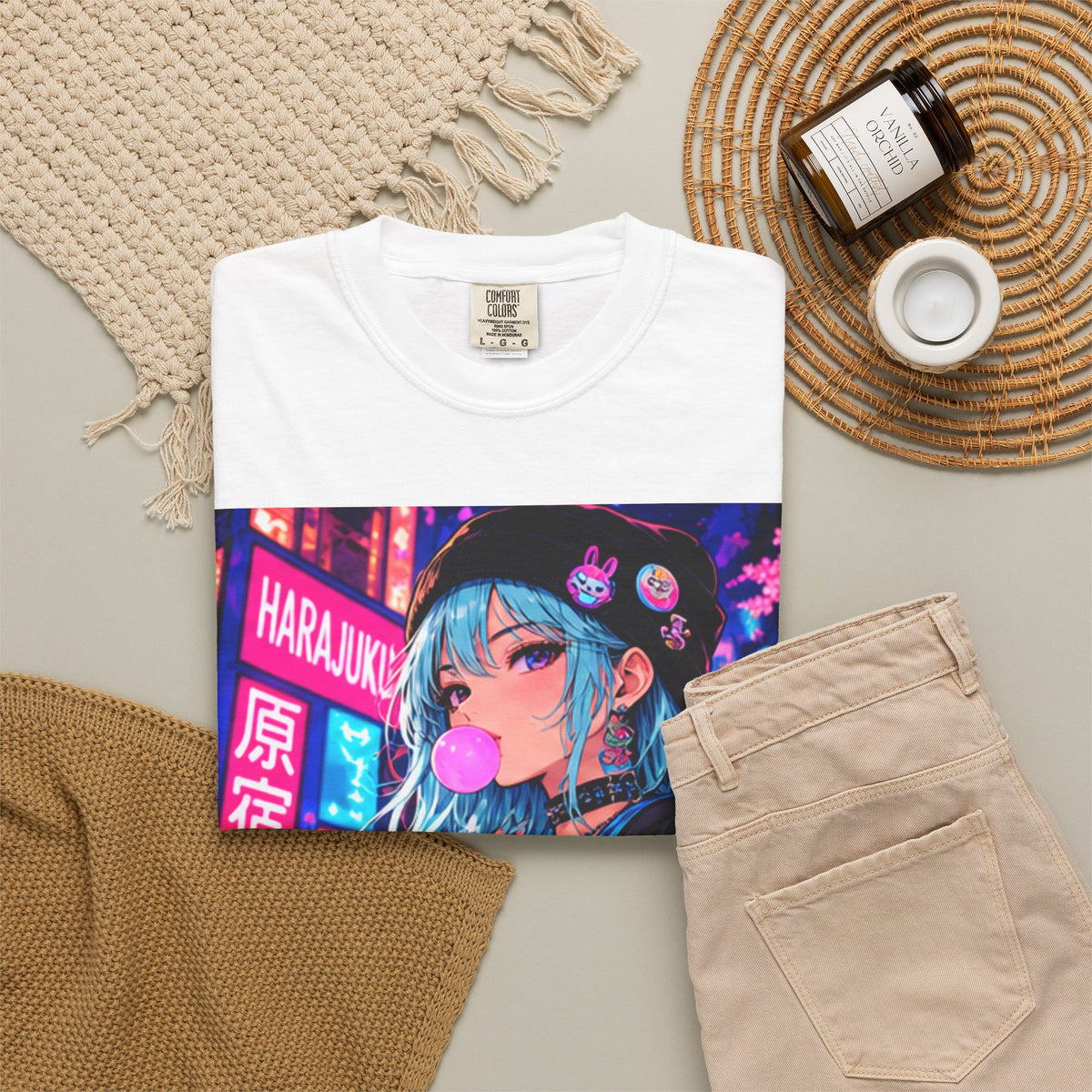 Harajuku Style 4 Neon City Anime Girl T-Shirt – Tokyo Streetwear Graphic Tee