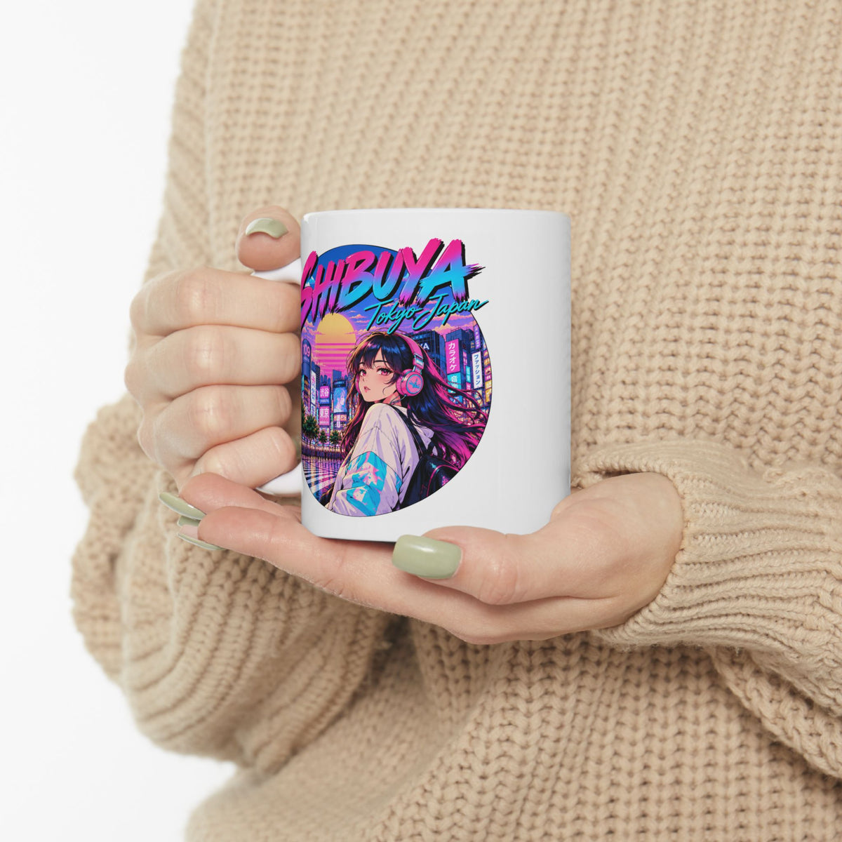 Shibuya 1 Tokyo City Pop Night City Coffee Mug - Shibuya Neon Retro Vaporwave 11oz/15oz