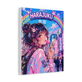 Harajuku Style 7 Neon City Tokyo Anime Girl Matte Canvas Wall Art