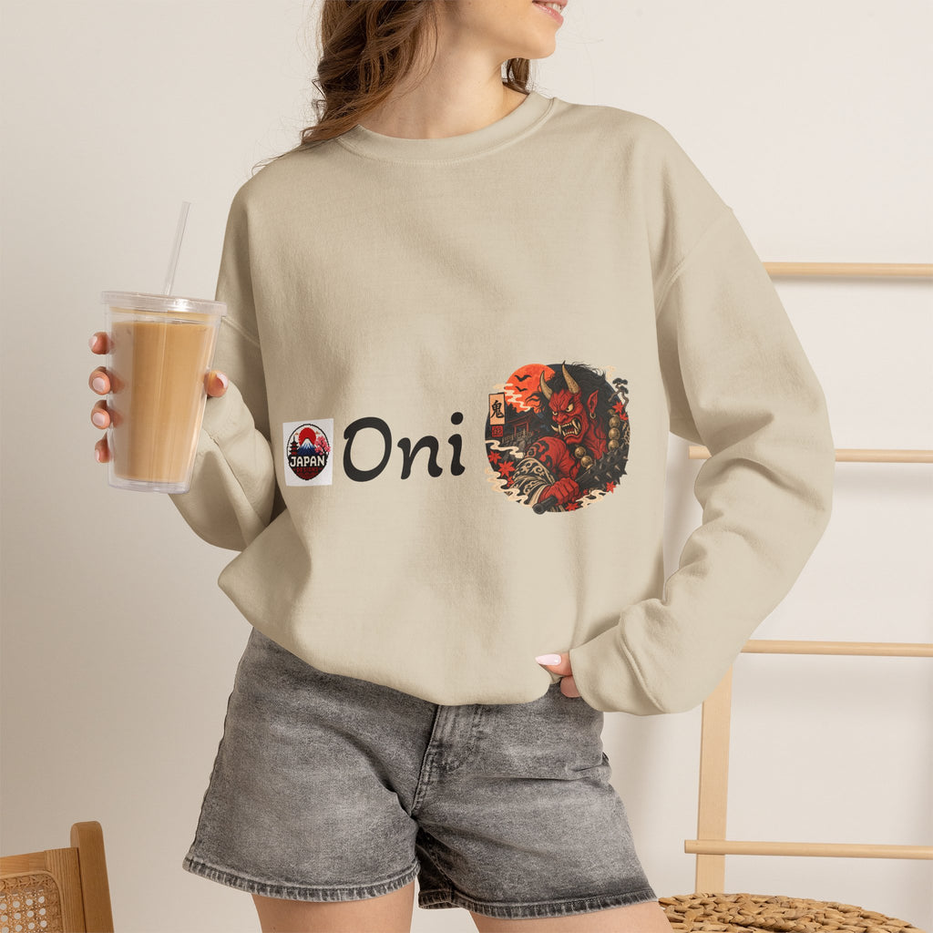 Oni Japanese Demon Yokai Halloween Illustration Sweatshirt | Mythical Yokai Crewneck