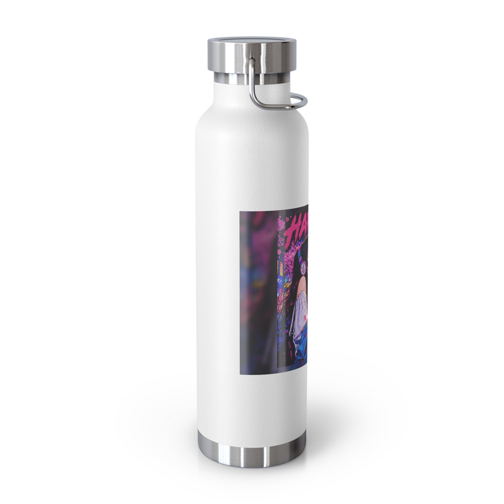 Harajuku Style 11 Neon City Anime Girl Water Bottle — 22oz Copper Vacuum Insulated