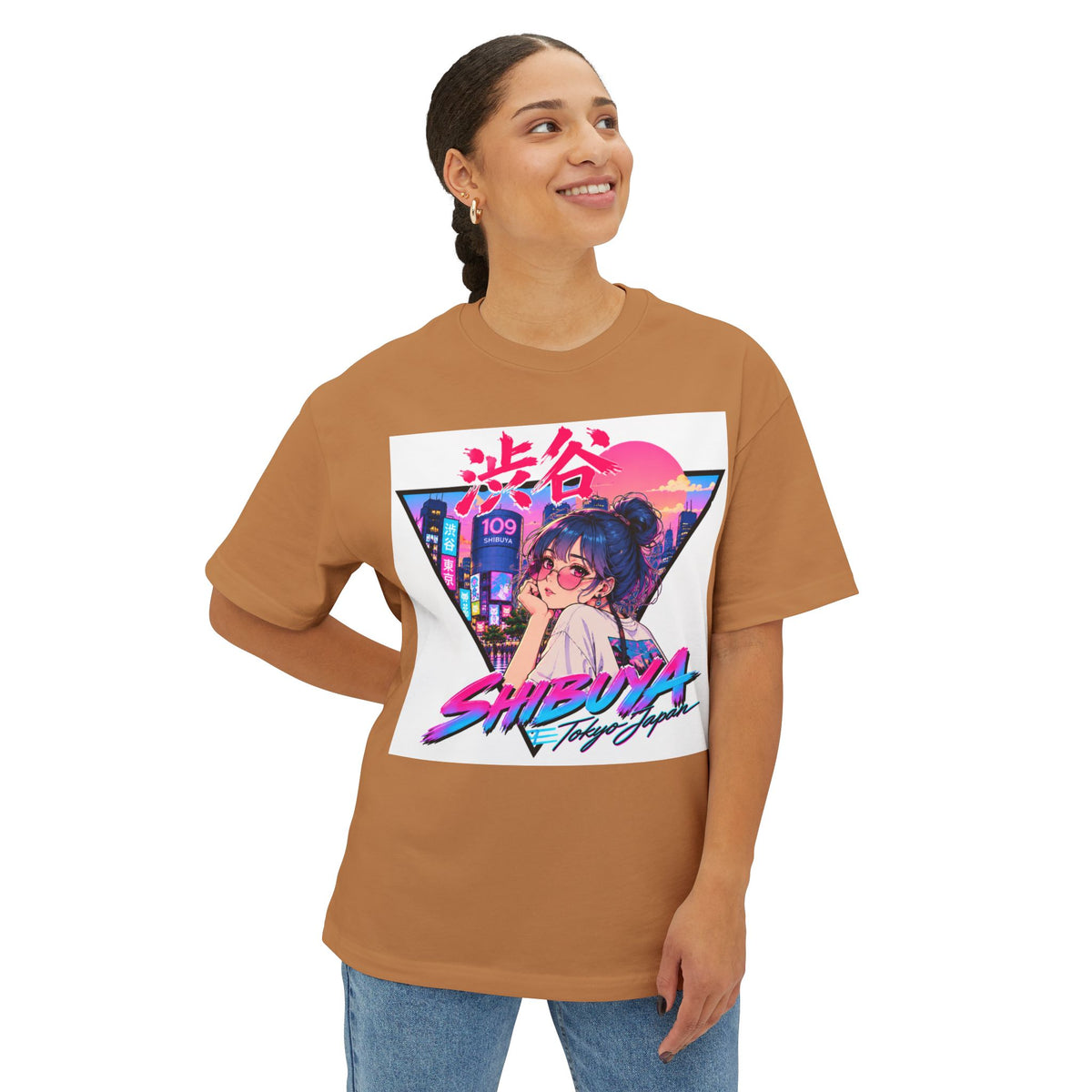 Shibuya Sky 2 City Pop Neon Anime Tee — Retro Japanese Cityscape Graphic T-Shirt