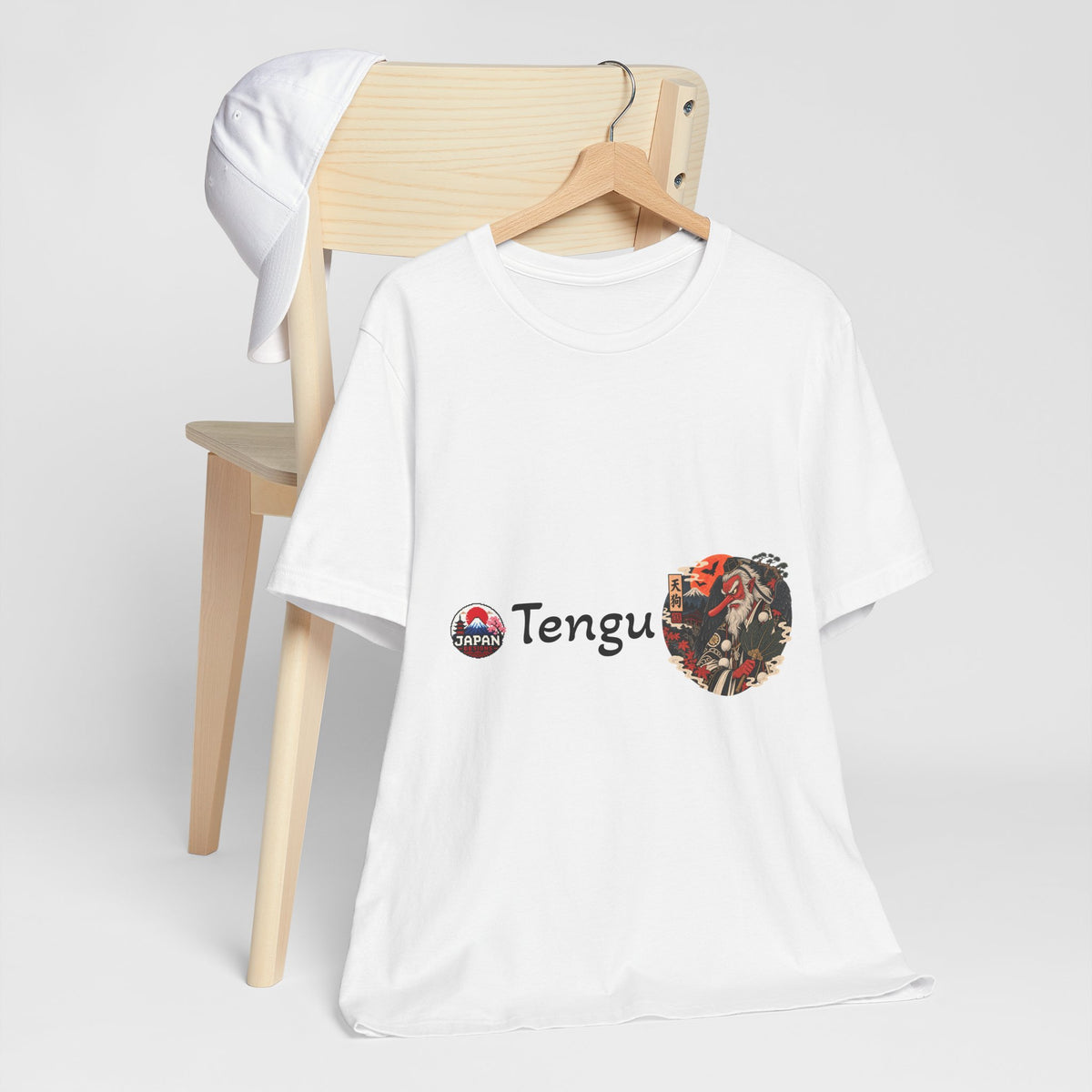 Tengu Japanese Yokai Halloween Mask Tee | Tengu Illustration T-Shirt
