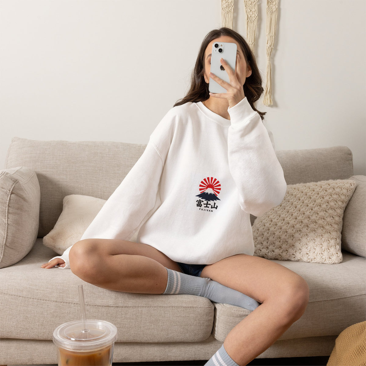 Rising Sun Mount Fuji Sweatshirt | Japanese Kanji Graphic