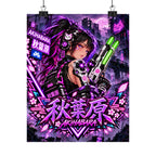 Akihabara Cyberpunk Anime Poster — Neon Purple Matte Vertical Print