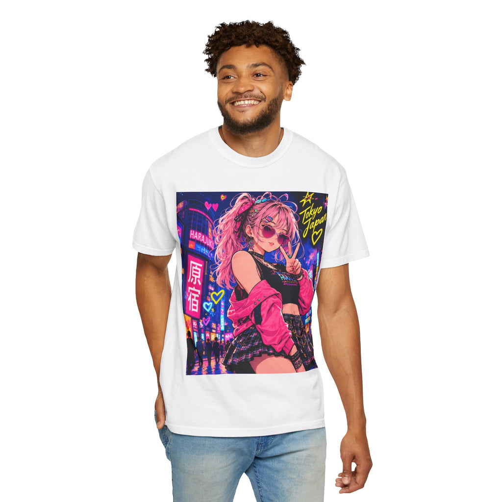 Harajuku Style 6 Neon City Anime Girl T-Shirt – Tokyo Streetwear Graphic Tee
