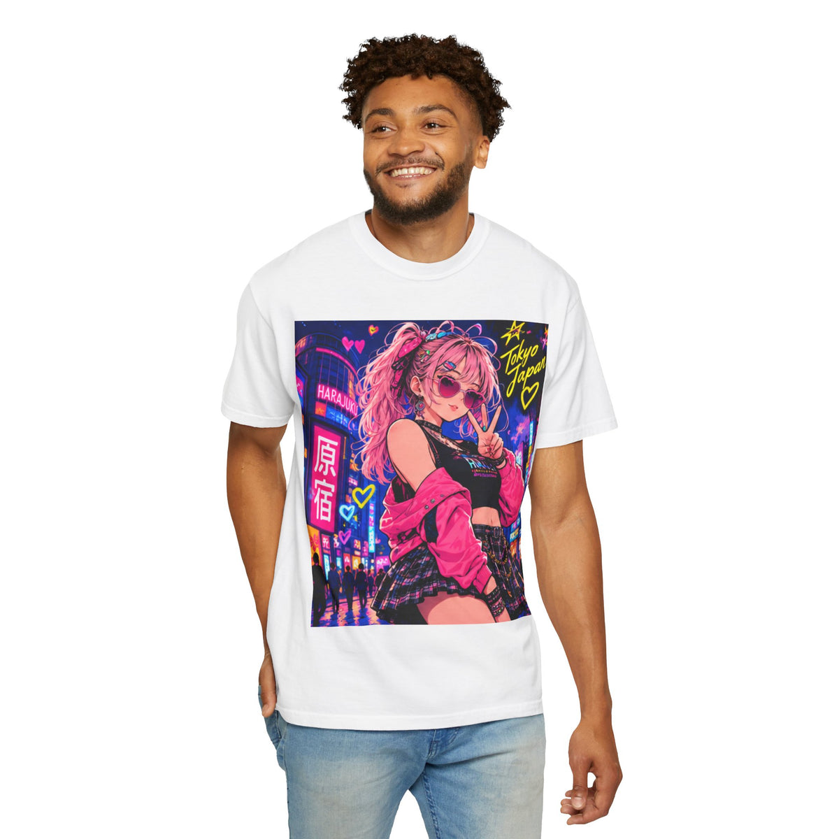Harajuku Style 6 Neon City Anime Girl T-Shirt – Tokyo Streetwear Graphic Tee