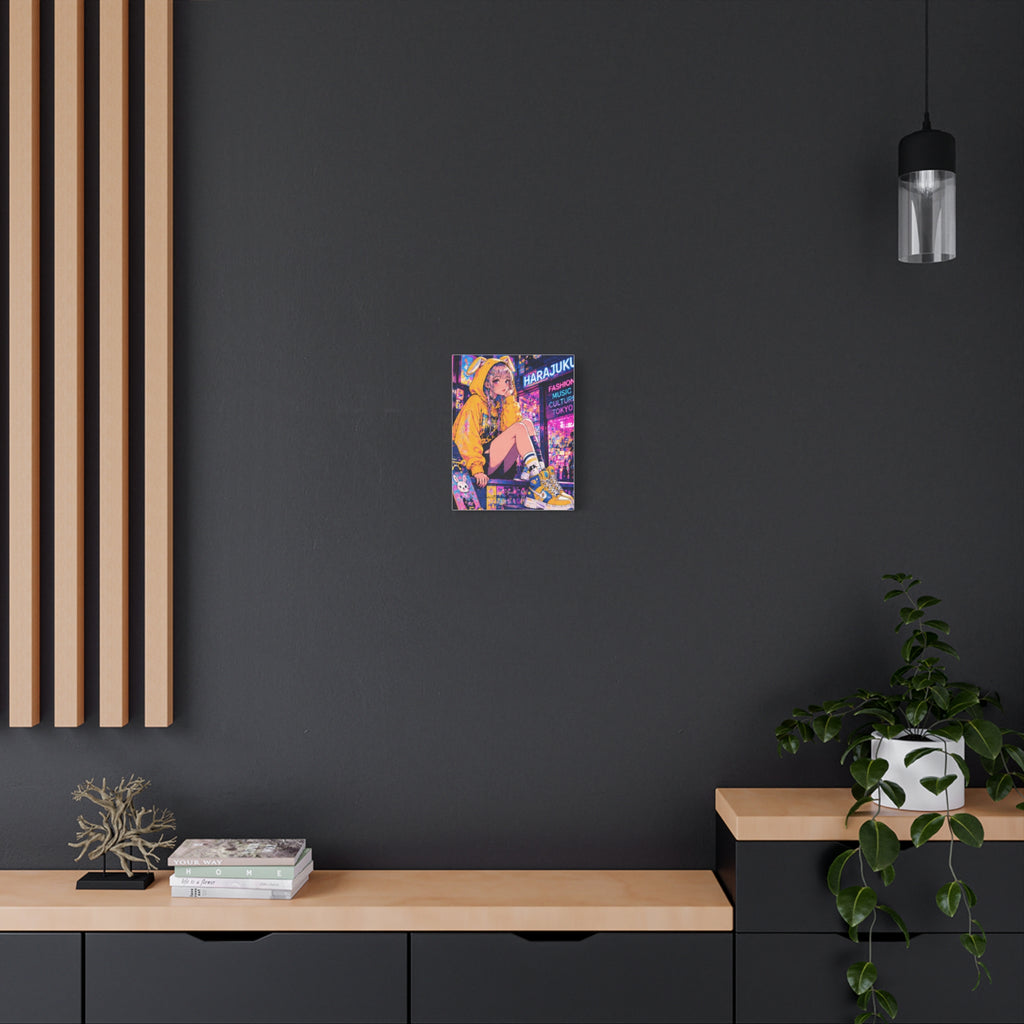 Harajuku Style 10 Neon City Tokyo Anime Girl Matte Canvas Wall Art