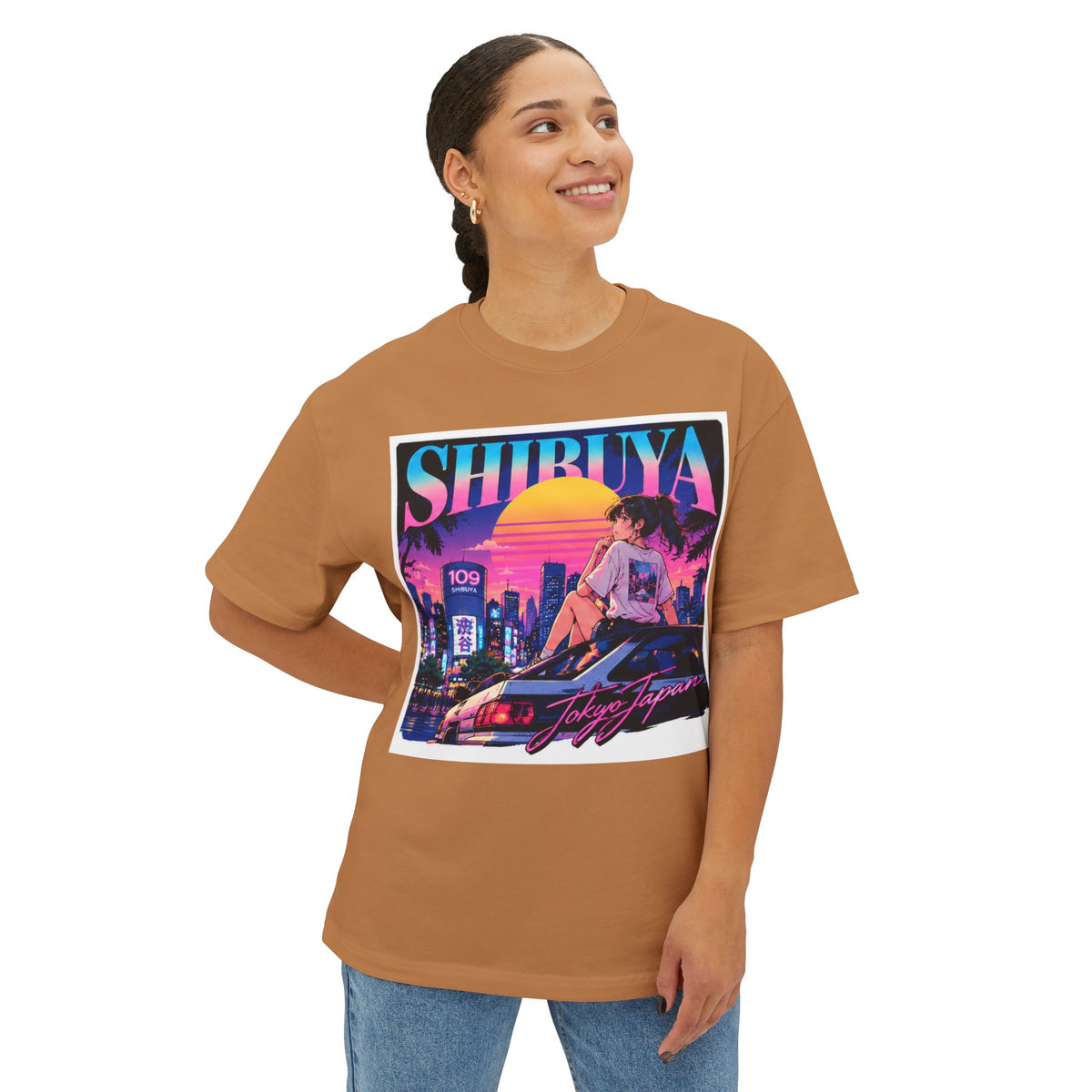 Shibuya Sky 6 Tokyo City Pop Neon Anime Tee — Retro Japanese Cityscape Graphic T-Shirt