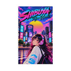 Shibuya Sky 1 City Pop Neon Sunset Hand Towel — Retro Sakura Tokyo Design