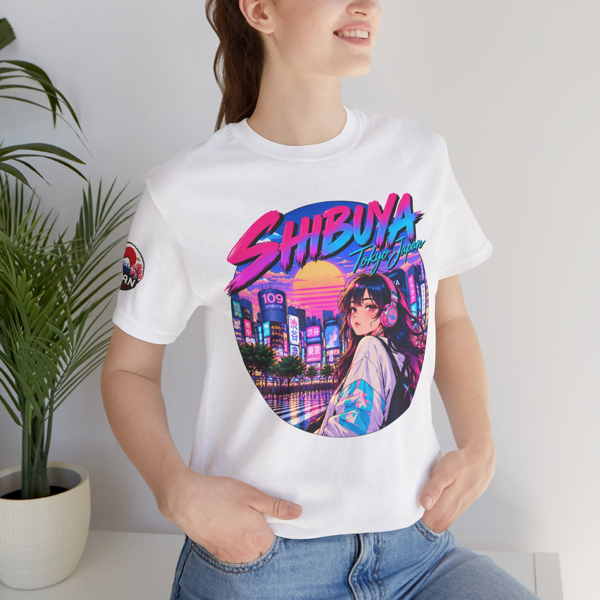 Shibuya Sky 1 Tokyo Neon Anime Tee — Retro Citypop Girl T-Shirt