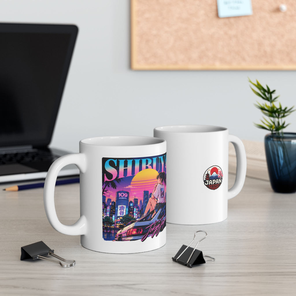 Shibuya Sky 6 Tokyo City Pop Night City Coffee Mug - Shibuya Neon Retro Vaporwave 11oz/15oz