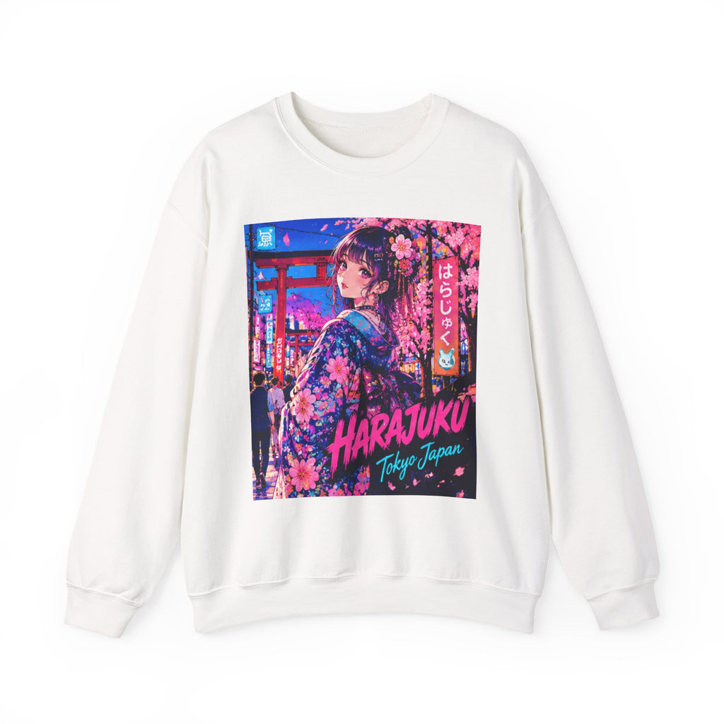 Harajuku Style 12 Neon City Anime Girl Crewneck Sweatshirt — Tokyo Street Anime Graphic