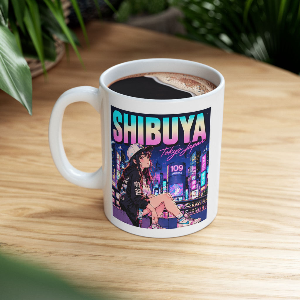 Shibuya Sky 3 Tokyo City Pop Night City Coffee Mug - Shibuya Neon Retro Vaporwave 11oz/15oz