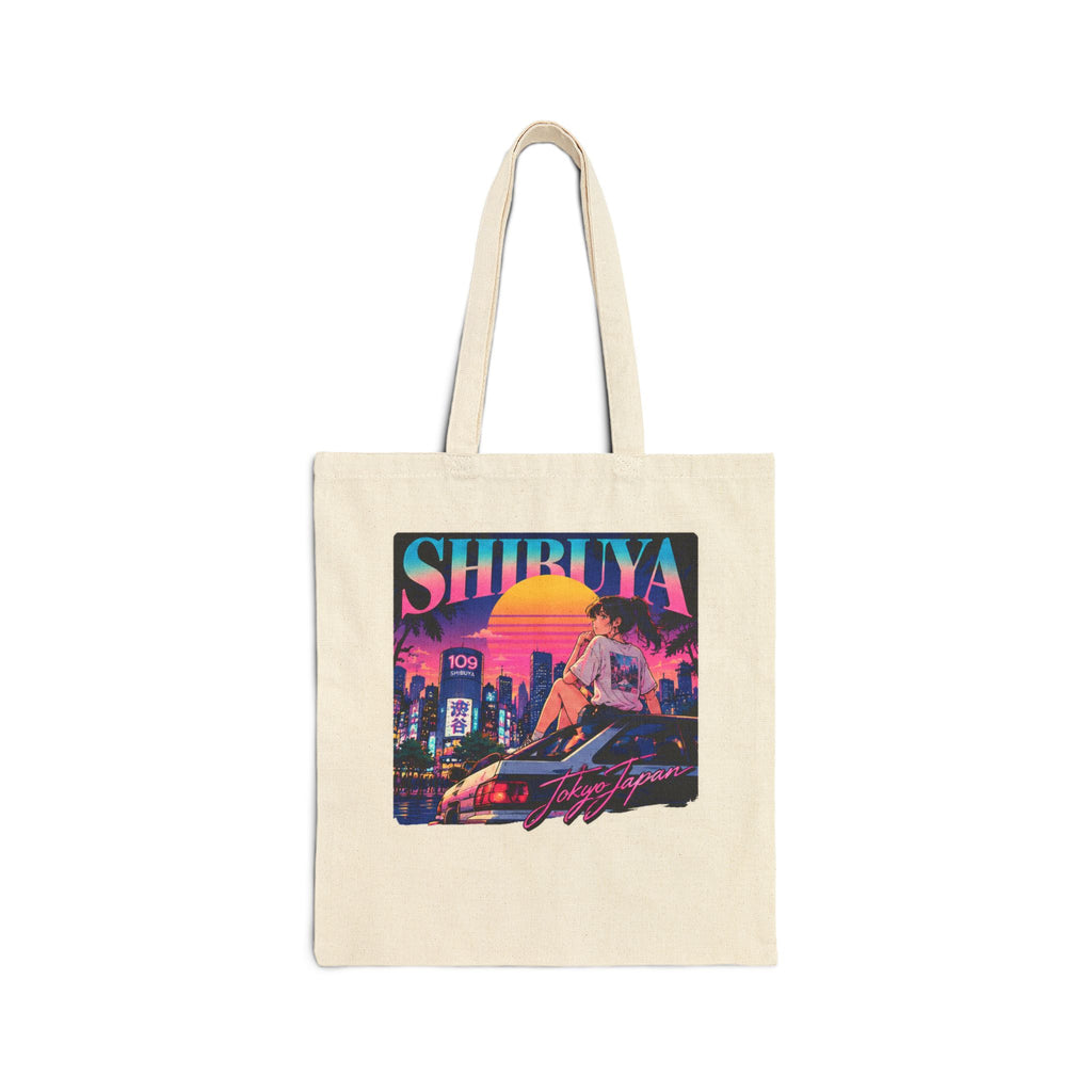 Shibuya Sky 6 Tokyo Neon City Tote Bag — Anime Aesthetic Canvas Shopper
