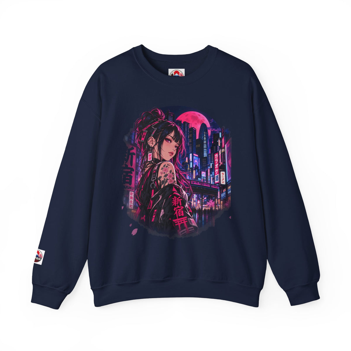 Anime Cyberpunk Sweatshirt - Neon Pink Tokyo 'Shinjuku' Crewneck