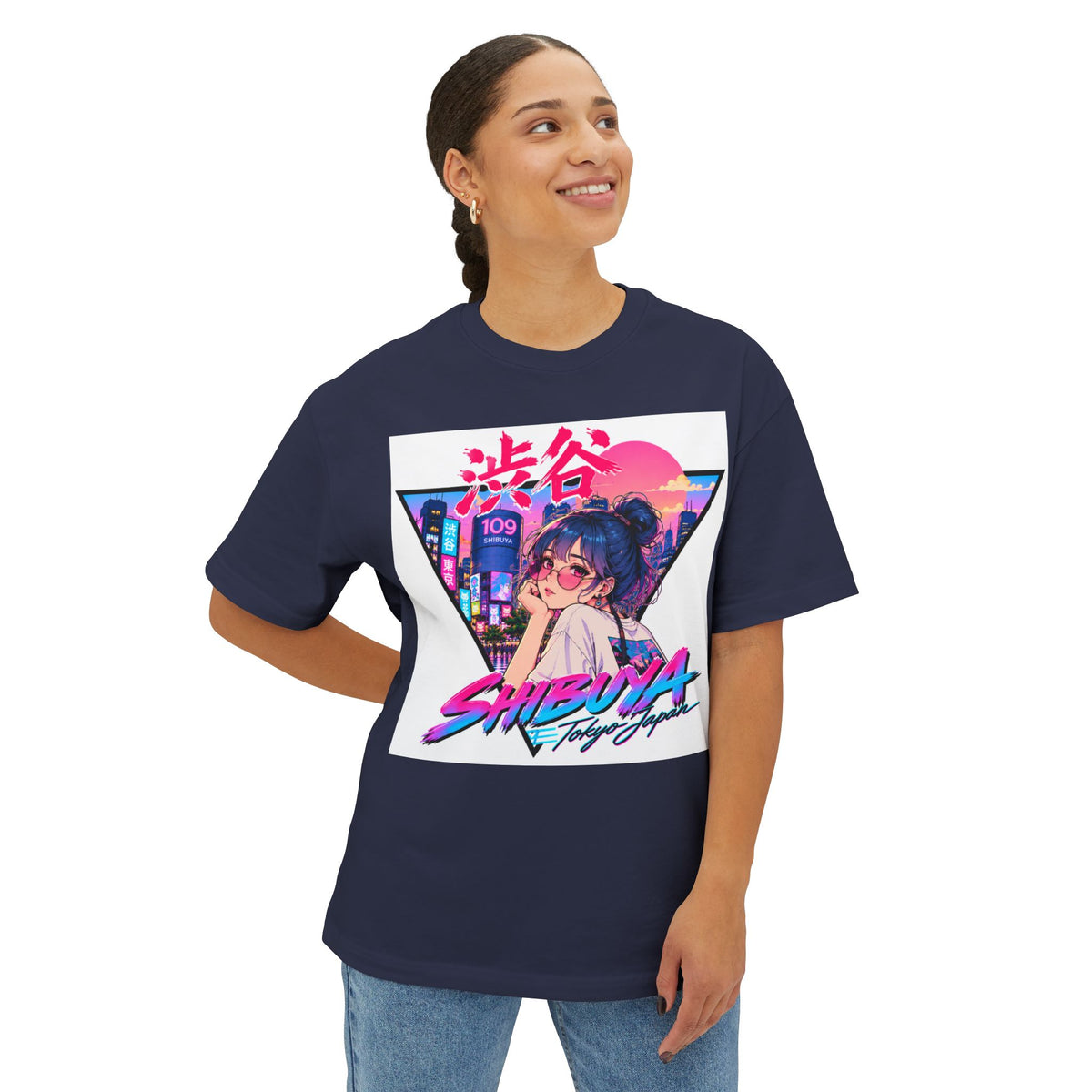 Shibuya Sky 2 City Pop Neon Anime Tee — Retro Japanese Cityscape Graphic T-Shirt