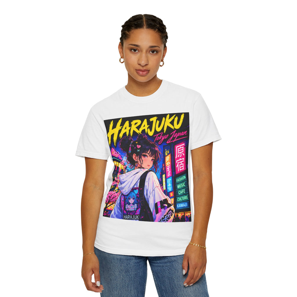 Harajuku Style 3 Neon City Anime Girl T-Shirt – Tokyo Streetwear Graphic Tee