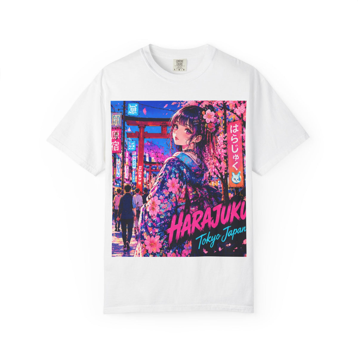 Harajuku Style 12 Neon City Anime Girl T-Shirt – Tokyo Streetwear Graphic Tee