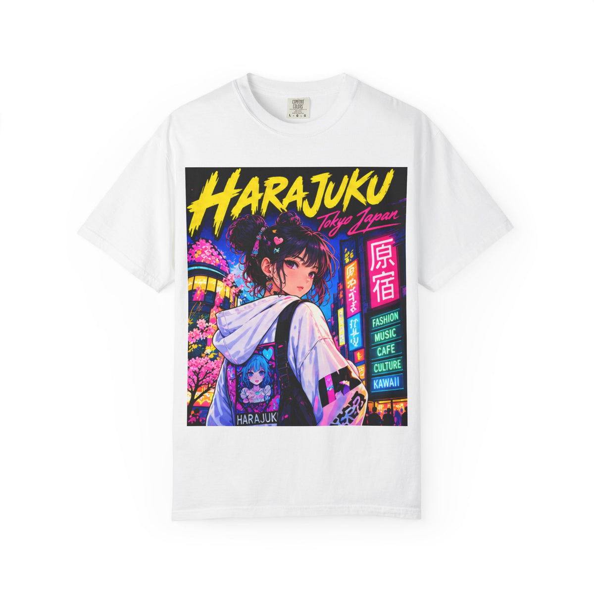 Harajuku Style 3 Neon City Anime Girl T-Shirt – Tokyo Streetwear Graphic Tee