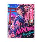 Harajuku Style 12 Neon City Tokyo Anime Girl Matte Canvas Wall Art