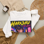 Harajuku Style 3 Neon City Anime Girl Crewneck Sweatshirt — Tokyo Street Anime Graphic