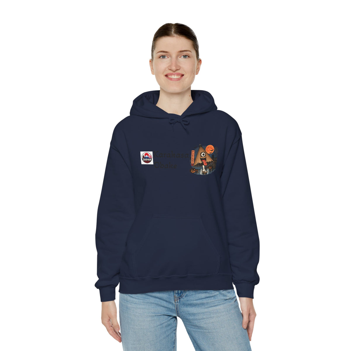 Karakasa Obake Halloween Ghost Illustration Hoodie | Japanese Yokai Hooded Sweatshirt