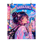 Harajuku Style 7 Neon City Anime Girl Satin Poster — Tokyo Japan Anime Wall Art