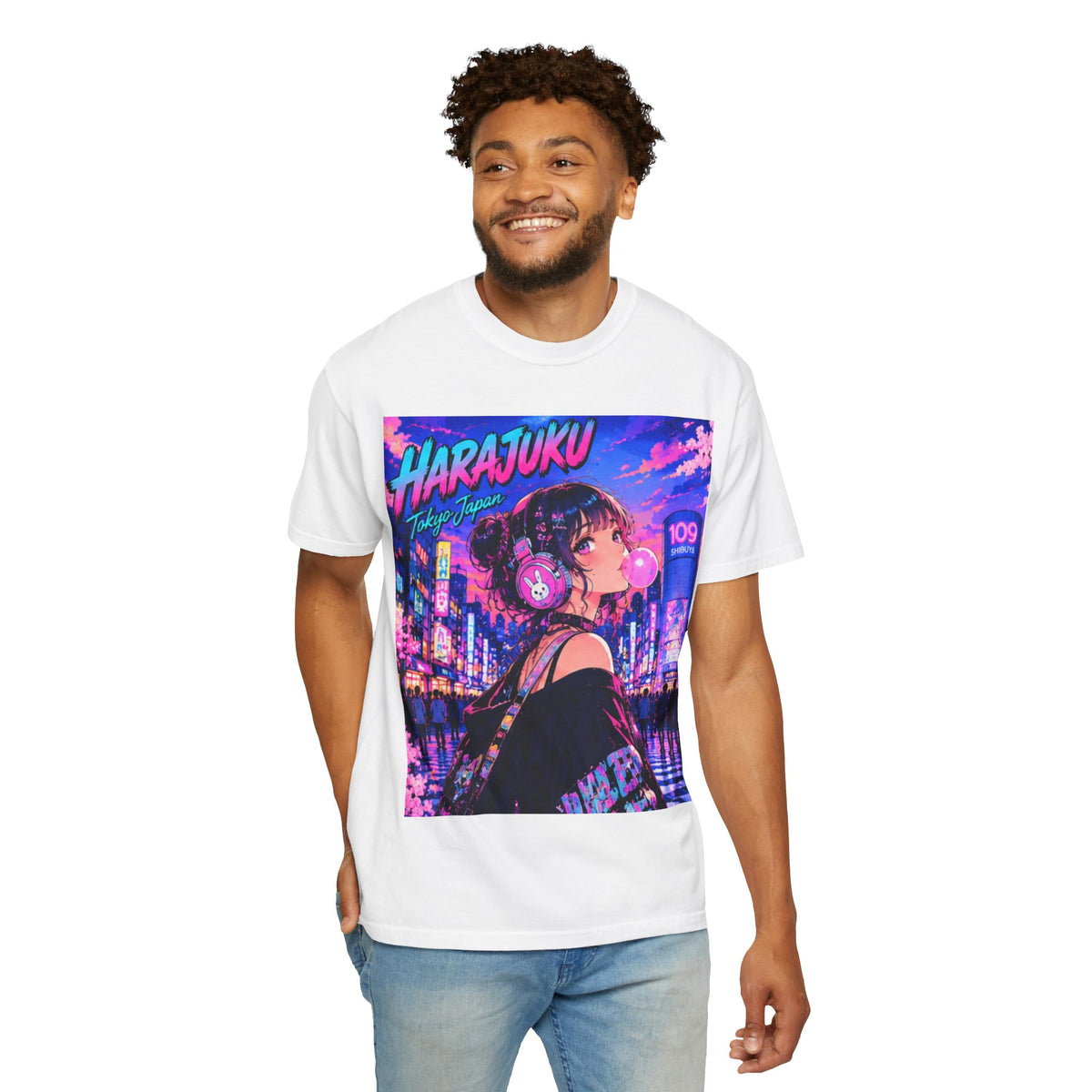 Harajuku Style 11 Neon City Anime Girl T-Shirt – Tokyo Streetwear Graphic Tee