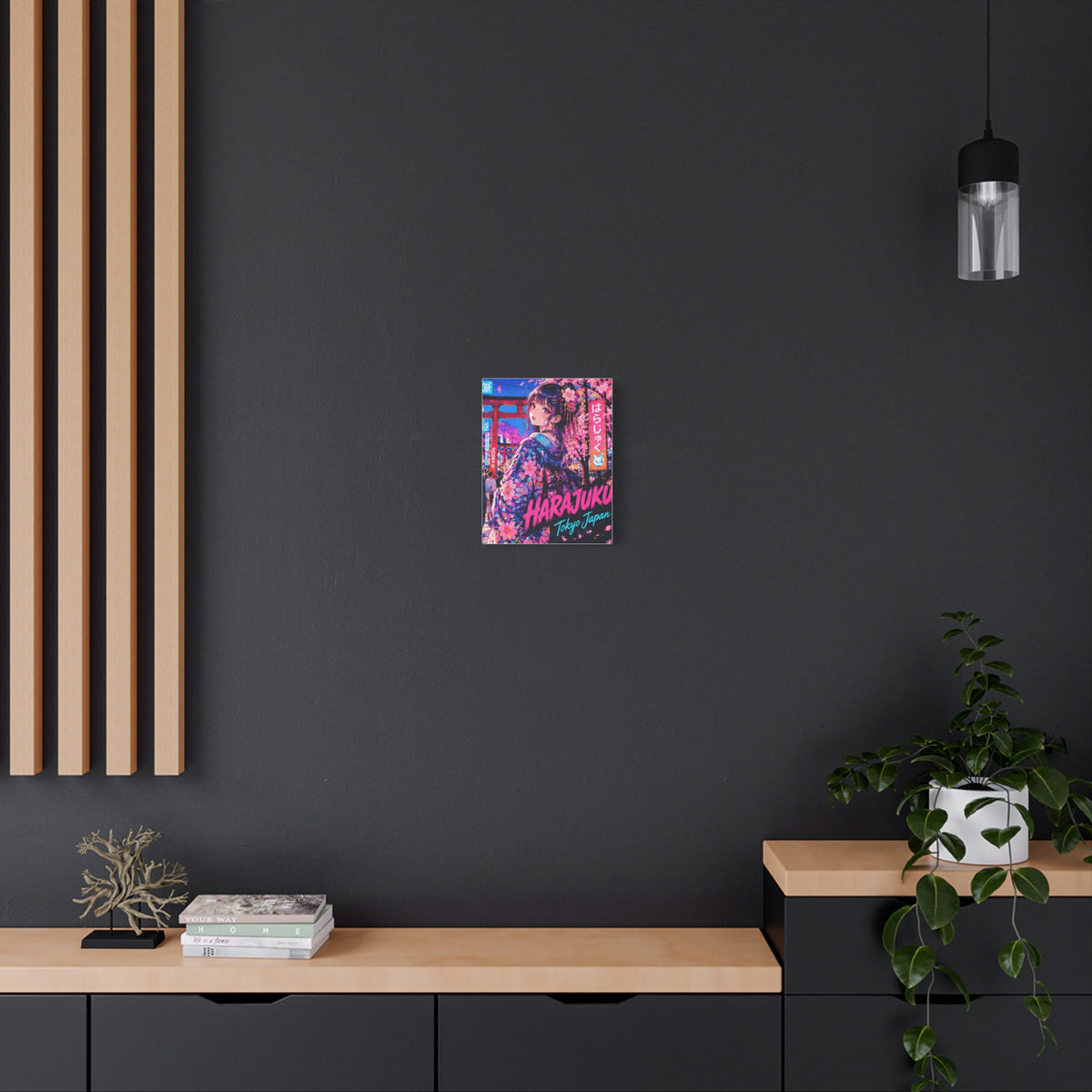Harajuku Style 12 Neon City Tokyo Anime Girl Matte Canvas Wall Art