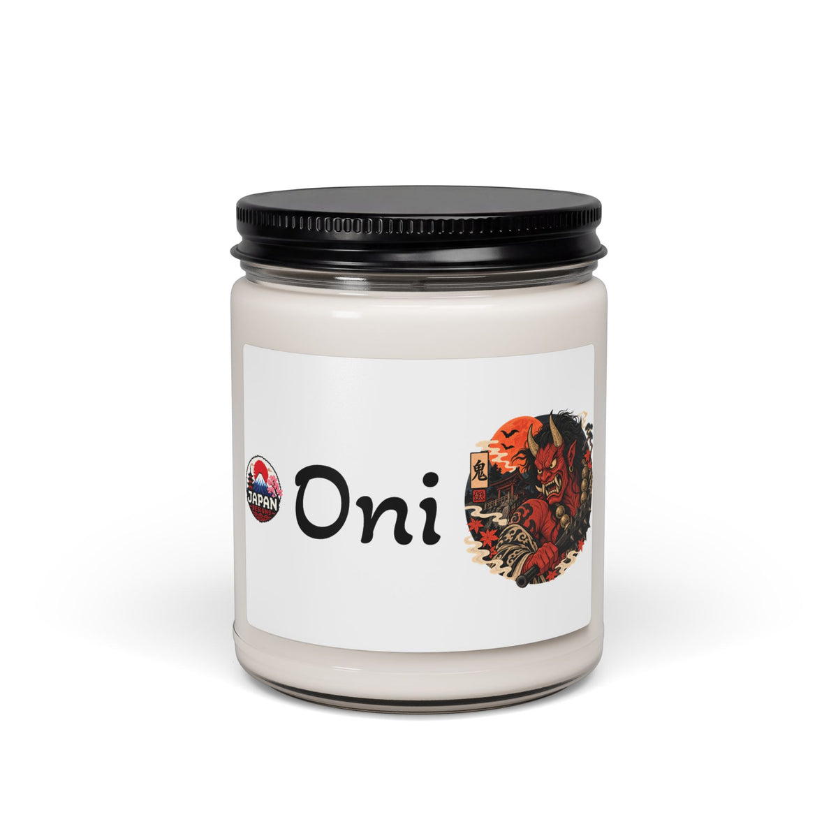 Oni Demon Japanese Yokai Halloween Illustration Candle | 9oz Soy Jar Candle