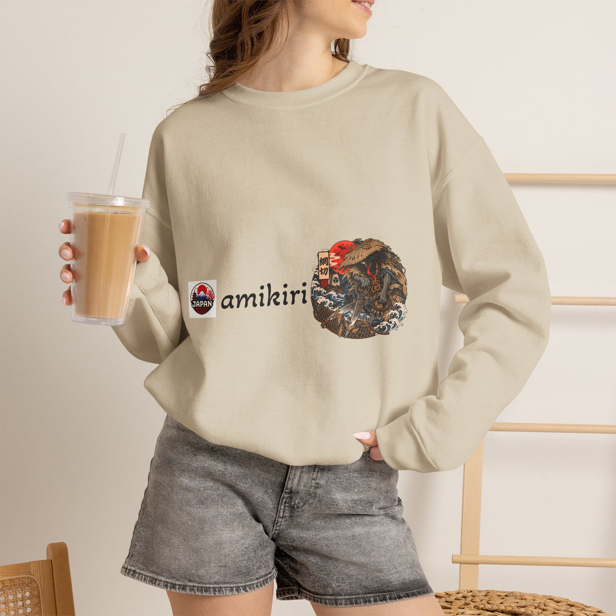 Amikiri Japanese Yokai Halloween Graphic Sweatshirt | Japanese Monster Illustration