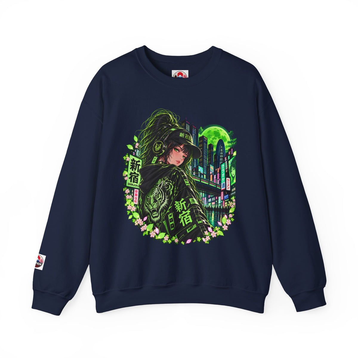 Anime Cyberpunk Sweatshirt - Neon Green Tokyo 'Shinjuku' Crewneck