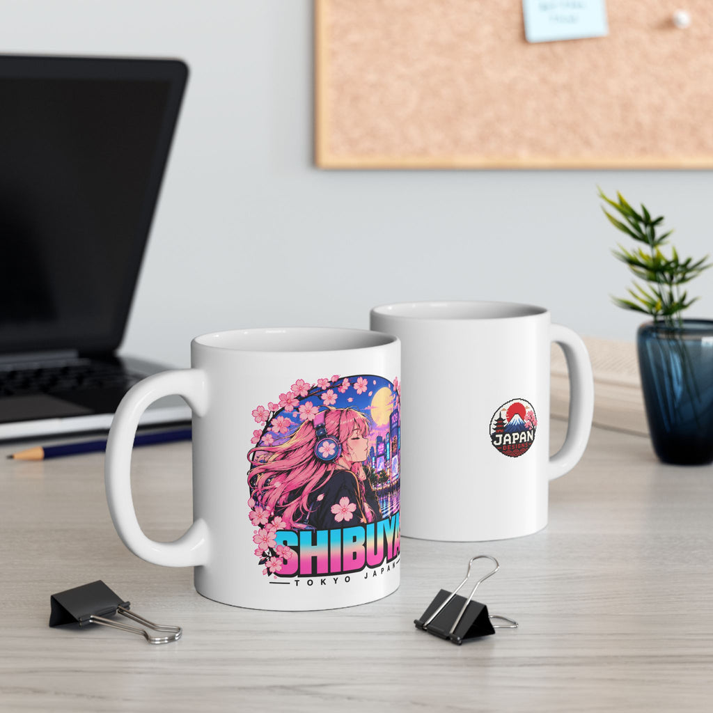 Shibuya Sky 4 Tokyo City Pop Night City Coffee Mug - Shibuya Neon Retro Vaporwave 11oz/15oz