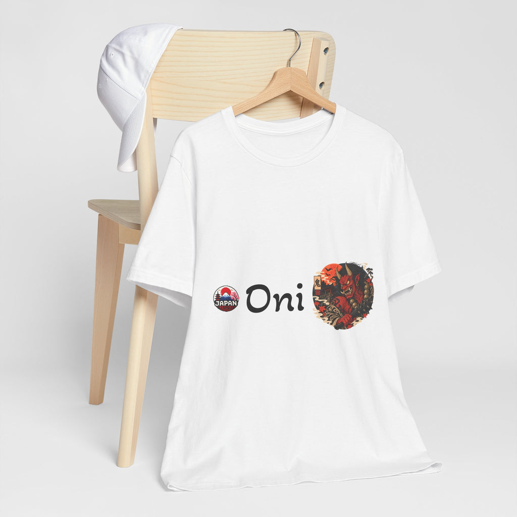Oni Japanese Demon Yokai Halloween Illustration T-Shirt | Samurai Mask Graphic