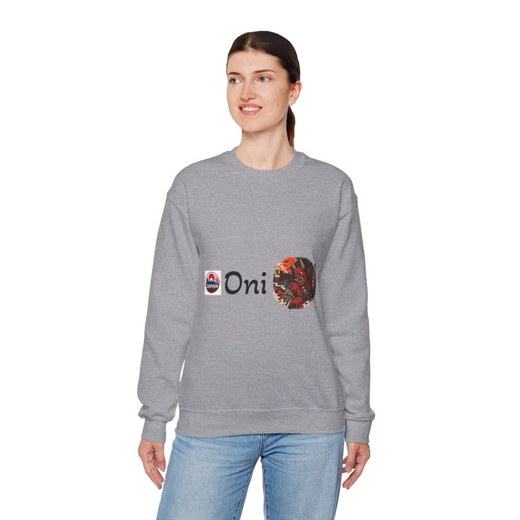 Oni Japanese Demon Yokai Halloween Illustration Sweatshirt | Mythical Yokai Crewneck
