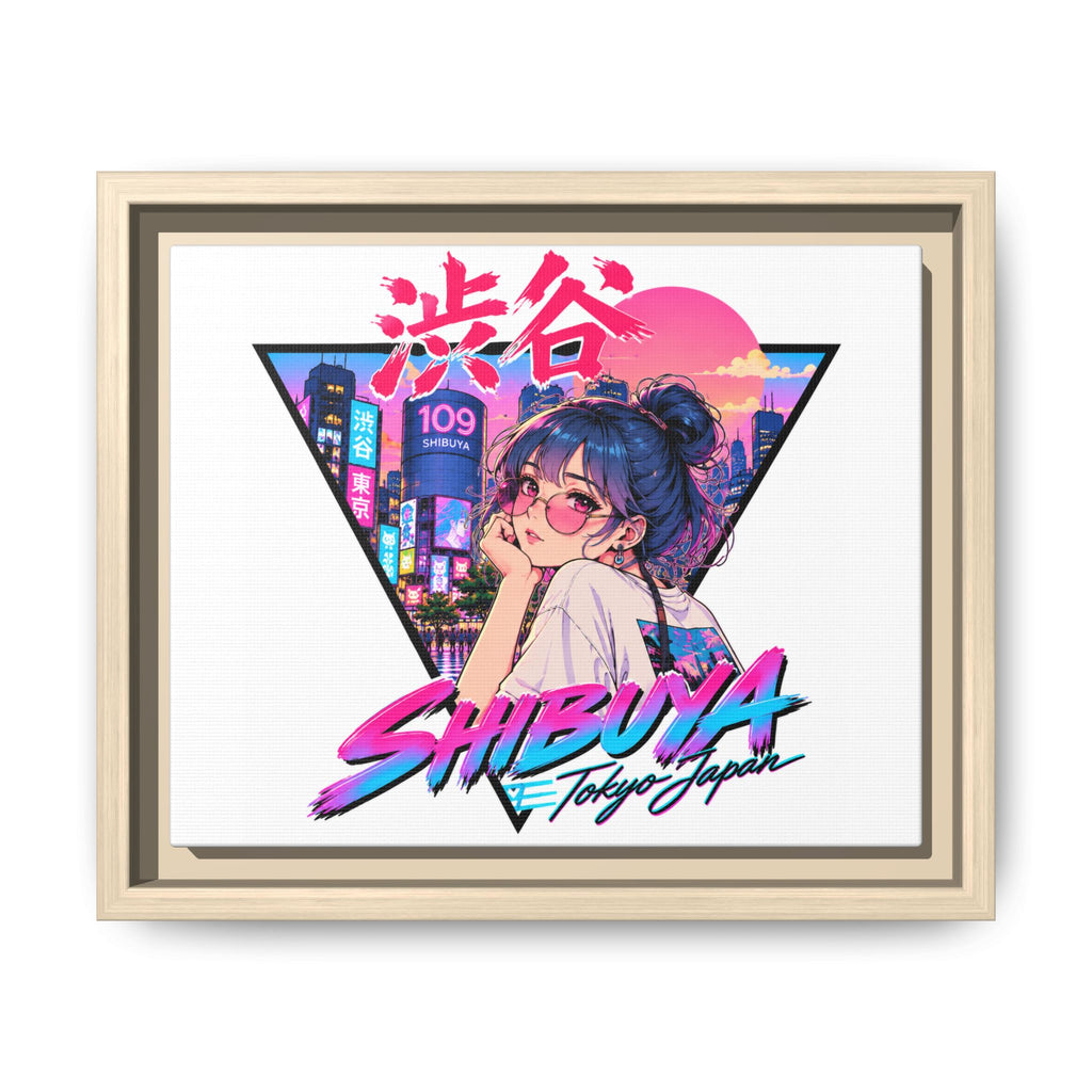 Shibuya Sky 2 City Pop Tokyo Anime Girl Matte Framed Canvas Print