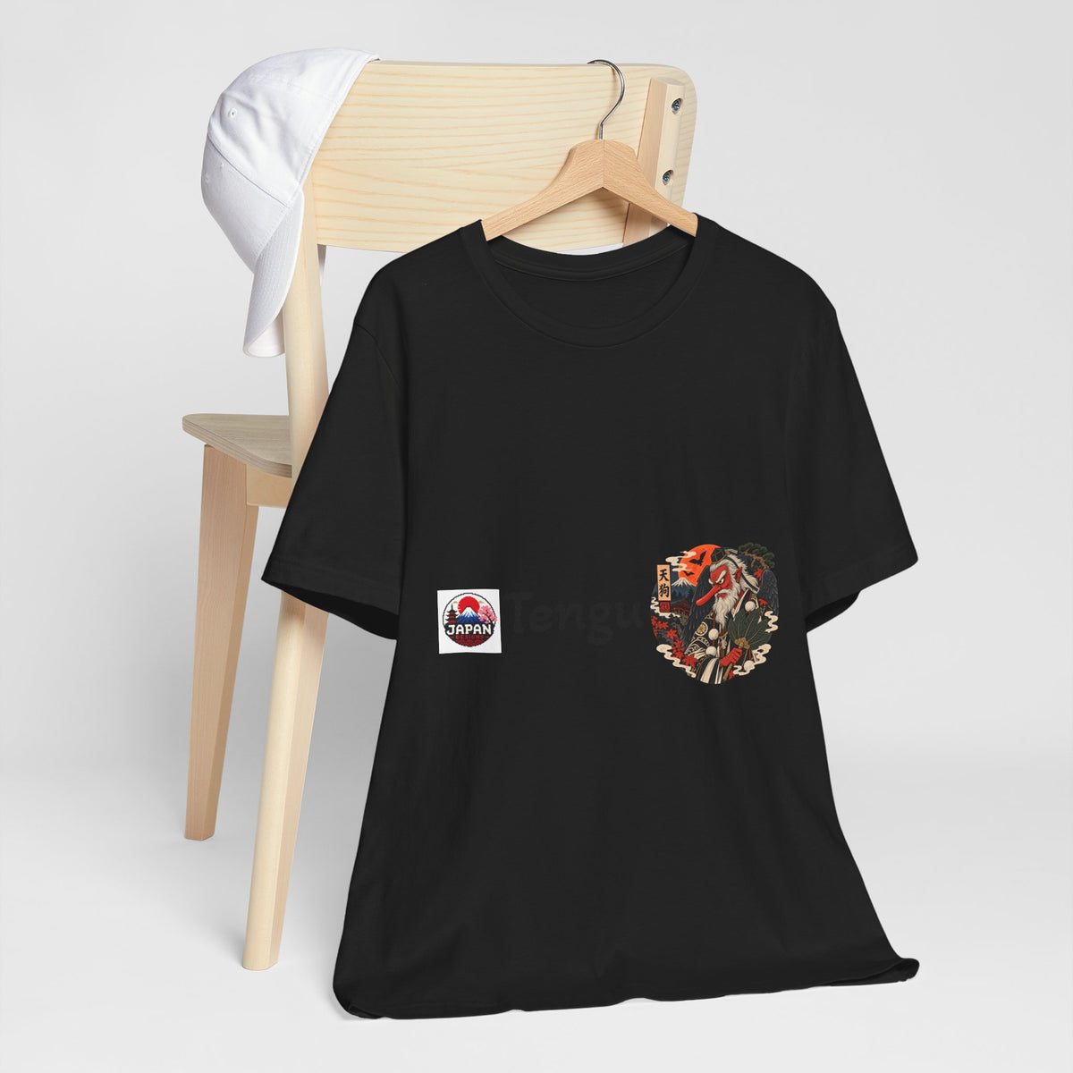 Tengu Japanese Yokai Halloween Mask Tee | Tengu Illustration T-Shirt