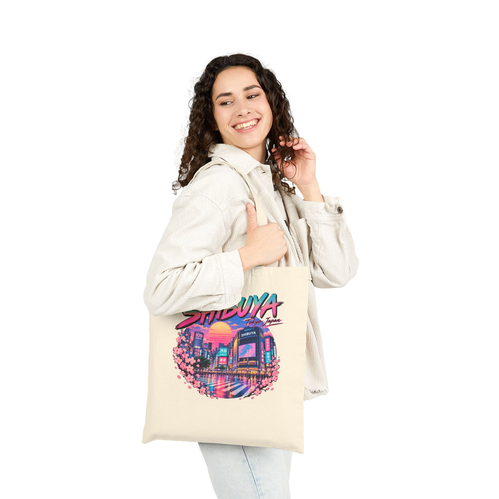 Shibuya Sky 0 Tokyo Neon City Tote Bag — Anime Aesthetic Canvas Shopper