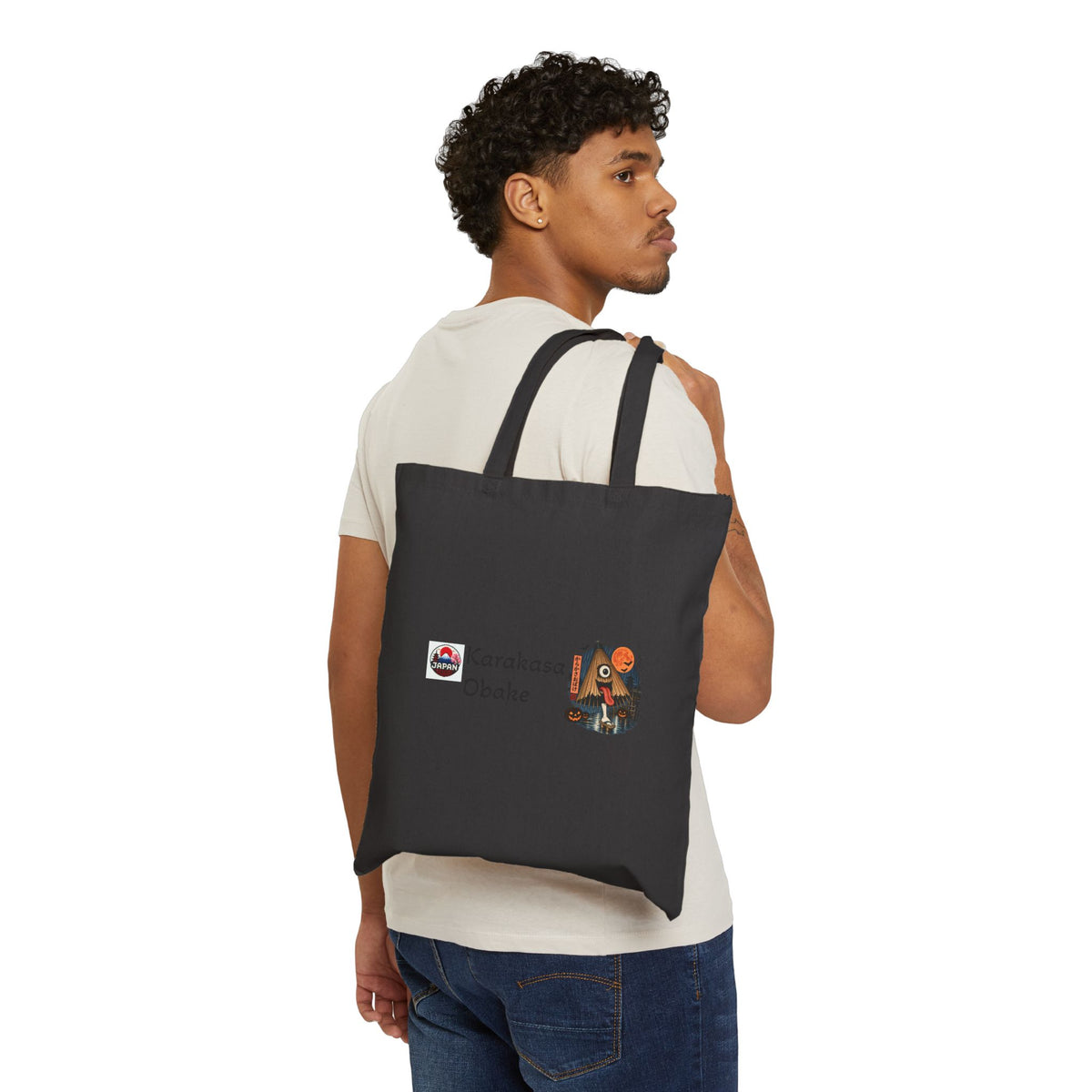 Karakasa Obake Halloween Illustration Tote Bag | Japanese Yokai Canvas Tote