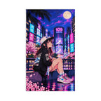Shibuya Sky 6 City Pop Neon Sunset Hand Towel — Retro Sakura Tokyo Design